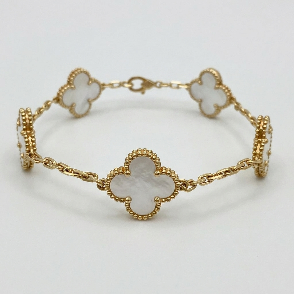 Van Cleef & Arpels - Vintage Alhambra 5 motifs BRACELET - AU750 - Mother-of-Pearl