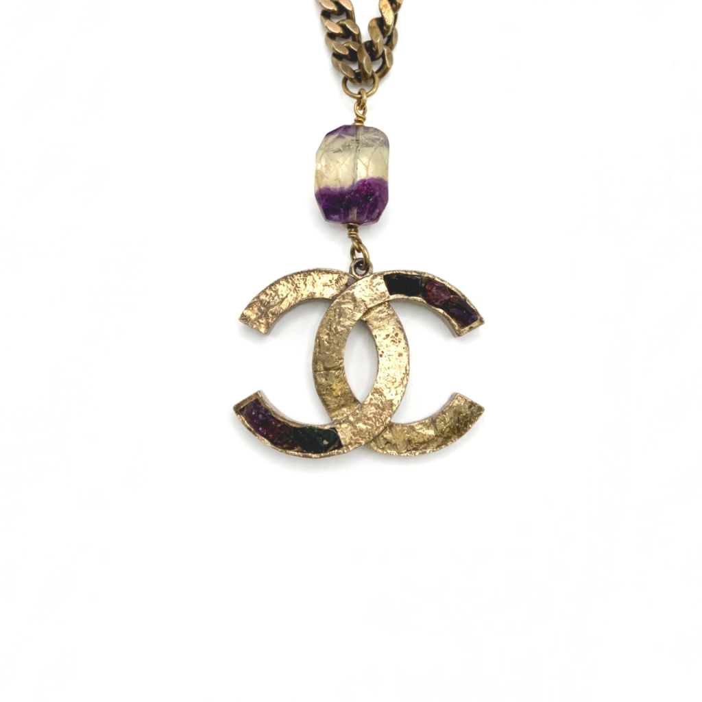 CHANEL - CC Logo Colored Stone Long Necklace